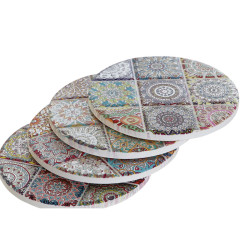 Coasters Home ESPRIT Cork Dolomite Mandala Indian Man With relief