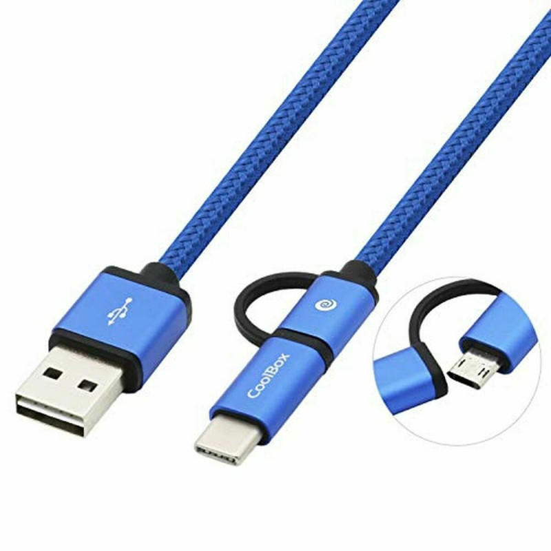 USB Cable to Micro USB and USB C CoolBox COO-CAB-U2MC-BL