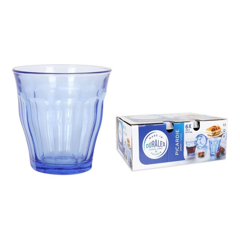 Set of glasses Duralex Picardie Crystal Blue 250 ml (6 Units)