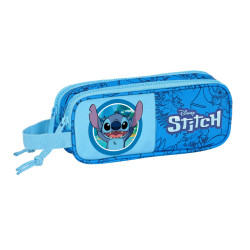 School Case Stitch Double zip Blue 21 x 8 x 6 cm