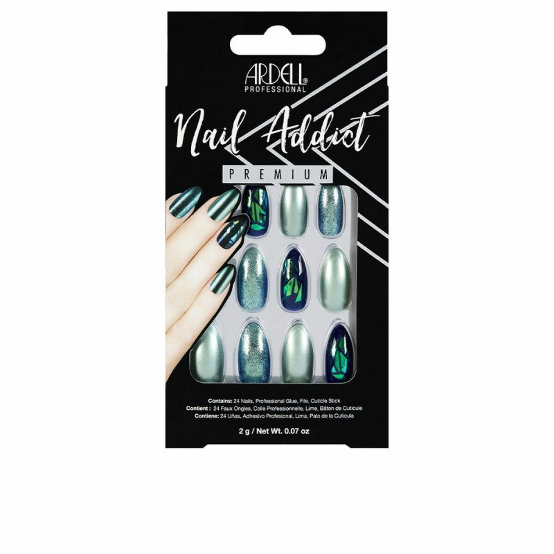 False nails Ardell Nail Addict Green Glitter Chrome (24 pcs)