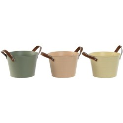 Planter Home ESPRIT Yellow Green Light Pink Polyurethane Metal 20 x 20 x 14 cm (3 Units)