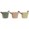 Planter Home ESPRIT Yellow Green Light Pink Polyurethane Metal 20 x 20 x 14 cm (3 Units)