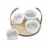 Appetizer Set DKD Home Decor White/Black Metal Bamboo Stoneware Loft 5 Pieces 20 x 20 x 14 cm