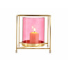 Candleholder Squared Pink Golden 14 x 15,5 x 14 cm Metal Glass