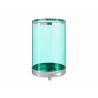 Candleholder Silver Blue Cylinder 12,2 x 19,5 x 12,2 cm Metal Glass