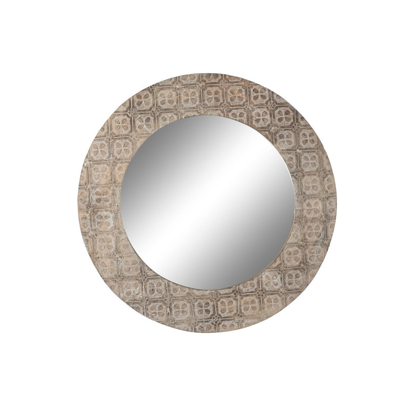 Wall mirror DKD Home Decor 76 x 4 x 76 cm Crystal Brown White Mandala Mango wood Indian Man MDF Wood Stripped