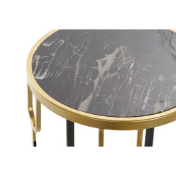 Set of 2 tables Home ESPRIT Black Golden Metal Marble 33 x 33 x 65 cm