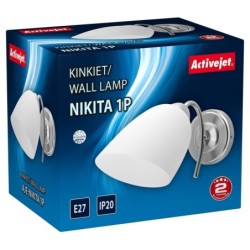 Wall Light Activejet NIKITA 1P Nikiel White nickel Metal Glass 60 W 220-240 V 26 x 12 x 12,5 cm 30 x 12 x 15 cm (1 Piece)