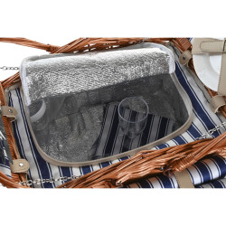 Basket DKD Home Decor Picnic Brown Navy Blue wicker 42 x 30 x 20 cm