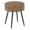 Small Side Table Black Natural Iron MDF Wood 47 x 47 x 55 cm