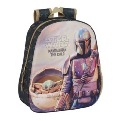 3D Child bag The Mandalorian Black Beige 27 x 33 x 10 cm