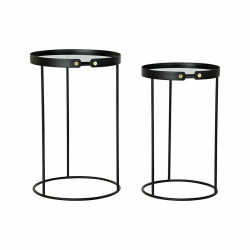 Set of 2 small tables DKD Home Decor Black Golden 30 x 40 cm 38 x 38 x 59 cm