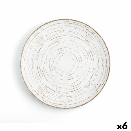 Flat Plate Ariane Tornado White Bicoloured Ceramic Ø 31 cm (6 Units)