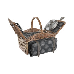 Basket DKD Home Decor Picnic Natural Grey Wood wicker (40 x 28 x 19 cm)