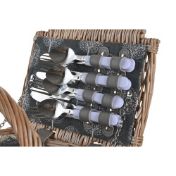 Basket DKD Home Decor Picnic Natural Grey Wood wicker (40 x 28 x 19 cm)