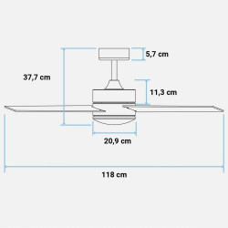 Ceiling Fan Universal Blue 250-UVT1310 70 W Black 70 W (119 cm)