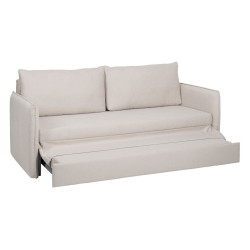 Sofa Beige Polyester Linen 210 x 93 x 95 cm