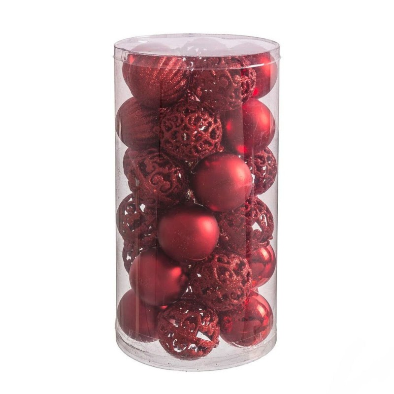 Christmas Baubles Red Plastic 5 x 5 x 5 cm (30 Units)