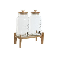 Drinks dispenser Home ESPRIT Silicone Bamboo Crystal Plastic 5,5 L 37 x 25 x 46 cm