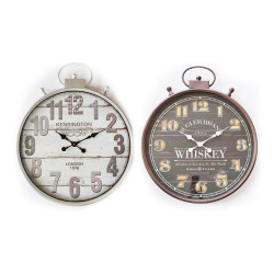 Wall Clock DKD Home Decor 60 x 6 x 75 cm Crystal Silver Black Metal Vintage MDF Wood (2 Units)