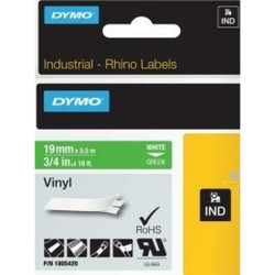 Laminated Tape for Labelling Machines Rhino Dymo ID1-19 19 x 5,5 mm White Green Stick Self-adhesives (5 Units)