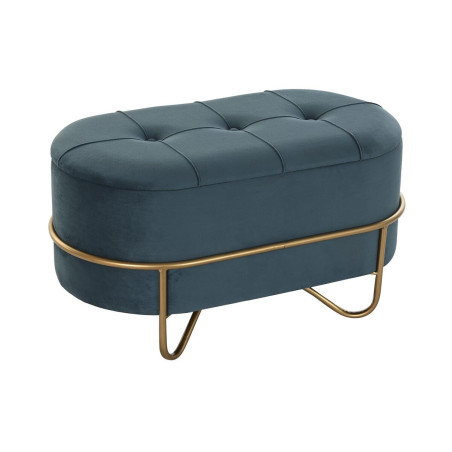 Bench DKD Home Decor   Foam Blue Golden Metal Polyester Velvet MDF Wood (72 x 39 x 38 cm)