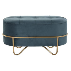 Bench DKD Home Decor   Foam Blue Golden Metal Polyester Velvet MDF Wood (72 x 39 x 38 cm)