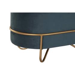 Bench DKD Home Decor   Foam Blue Golden Metal Polyester Velvet MDF Wood (72 x 39 x 38 cm)