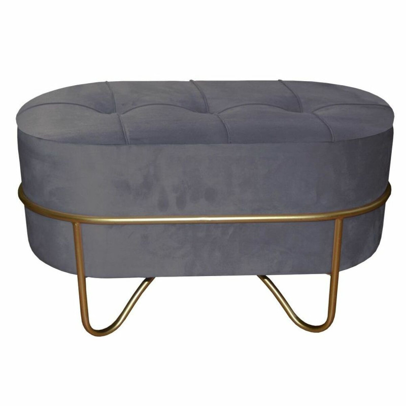 Bench DKD Home Decor   Foam Grey Golden Metal Polyester Velvet MDF Wood (72 x 39 x 41 cm) (72 x 39 x 39 cm)