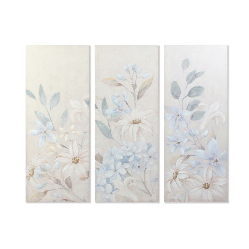 Painting DKD Home Decor Flowers 55 x 3 x 135 cm Shabby Chic (3 Pieces)