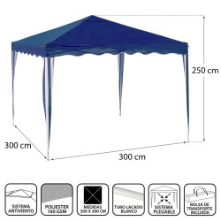 Pergola Steel 300 x 300 x 250 cm Blue