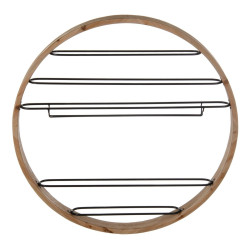 Bottle rack 89,5 x 8 x 89,5 cm Natural Black Metal Wood