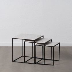 Set of 3 tables Black Grey Iron 45 x 45 x 46 cm (3 Units)