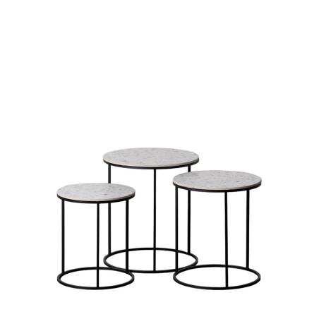 Set of 3 tables Black Grey Iron 45 x 45 x 51 cm (3 Units)