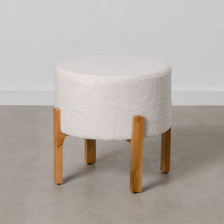 Pouffe Synthetic Fabric Beige Wood 46 x 46 x 46 cm