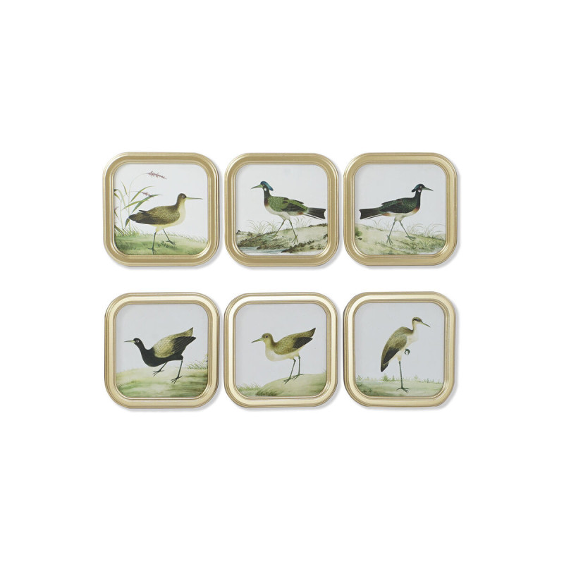 Painting DKD Home Decor Birds Cottage 30 x 2 x 30 cm (6 Units)