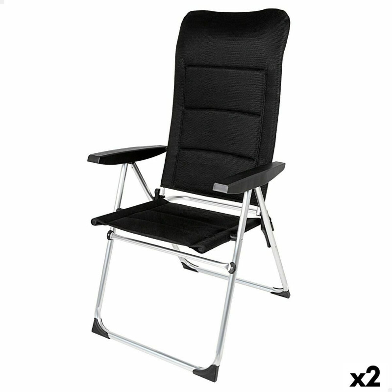 Beach Chair Aktive Deluxe Foldable Black 49 x 123 x 67 cm (2 Units)