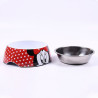 Dog Feeder Minnie Mouse Red Melamin 180 ml Black Metal