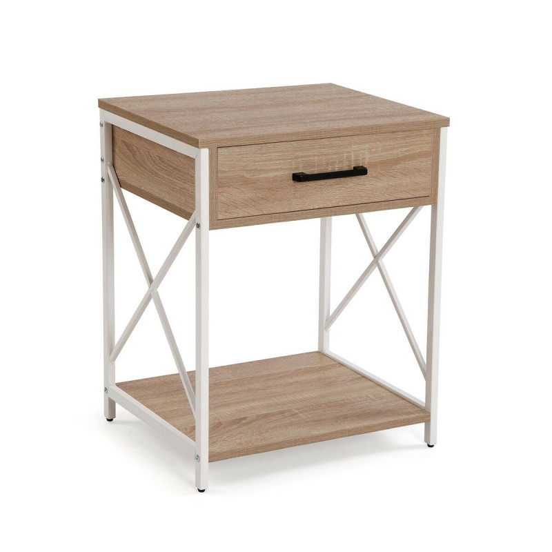 Nightstand Versa White PVC Wood Metal 40 x 60 x 48 cm