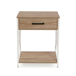 Nightstand Versa White PVC Wood Metal 40 x 60 x 48 cm