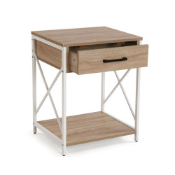 Nightstand Versa White PVC Wood Metal 40 x 60 x 48 cm