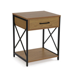 Nightstand Versa Black PVC Wood Metal 40 x 60 x 48 cm