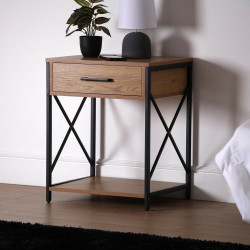 Nightstand Versa Black PVC Wood Metal 40 x 60 x 48 cm