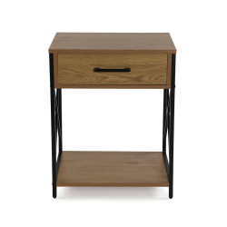 Nightstand Versa Black PVC Wood Metal 40 x 60 x 48 cm