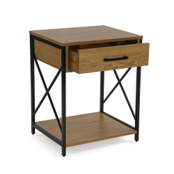 Nightstand Versa Black PVC Wood Metal 40 x 60 x 48 cm