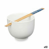 Bowl White Bamboo 24 x 10,7 x 13,3 cm Toothpicks asiatico/oriental (12 Units)