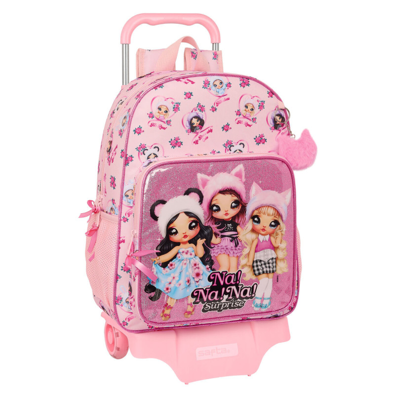 School Rucksack with Wheels Na!Na!Na! Surprise Fabulous Pink 33 x 42 x 14 cm