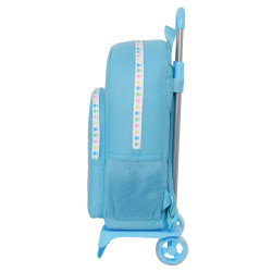 School Rucksack with Wheels Benetton Spring Sky blue 30 x 46 x 14 cm