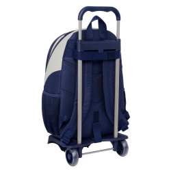 School Rucksack with Wheels Benetton Varsity Grey Navy Blue 32 x 44 x 16 cm